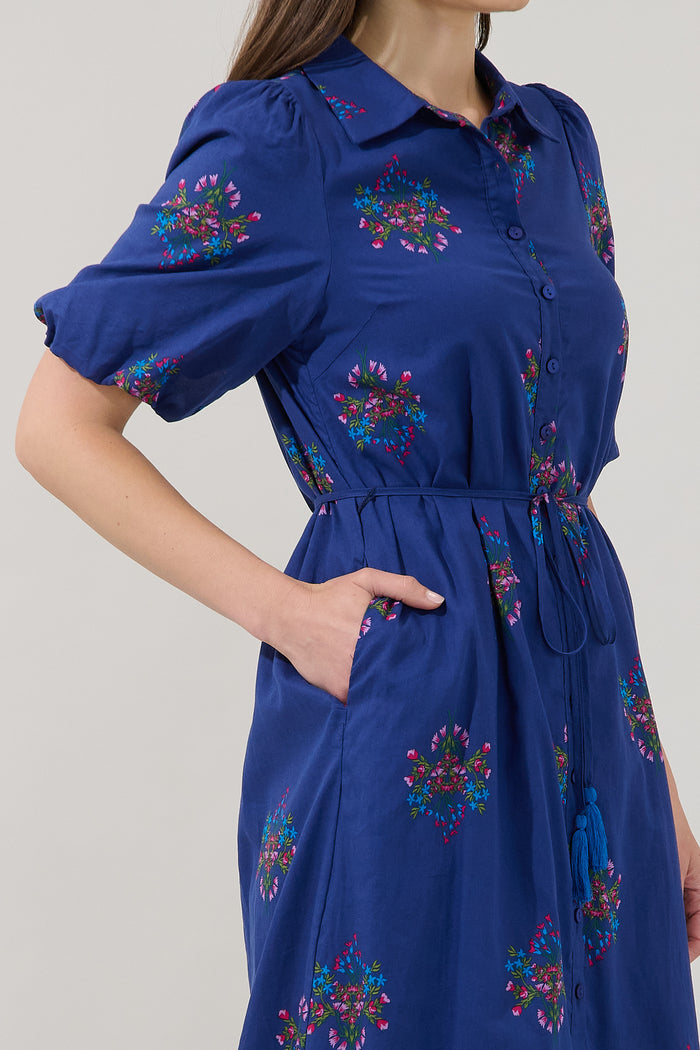 Arelia Button Down Midi Dress Bouquet