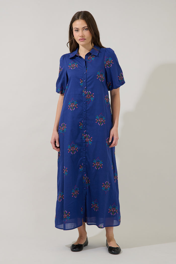 Arelia Button Down Midi Dress Bouquet