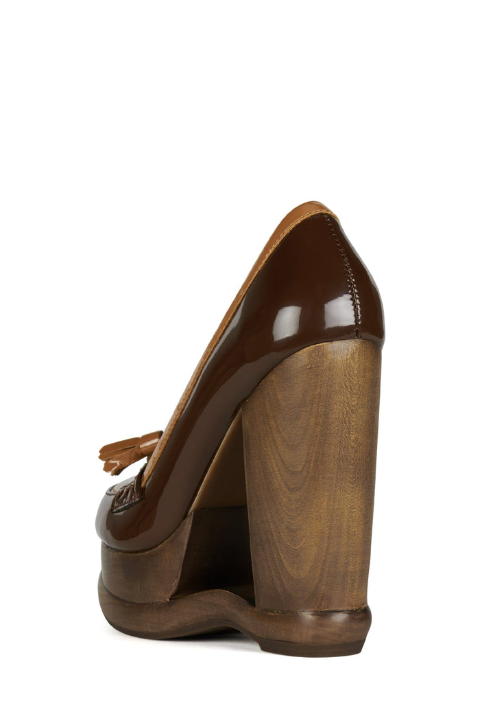 ARTICLE Jeffrey Campbell Platform Wedge Brown Patent Tan Patent