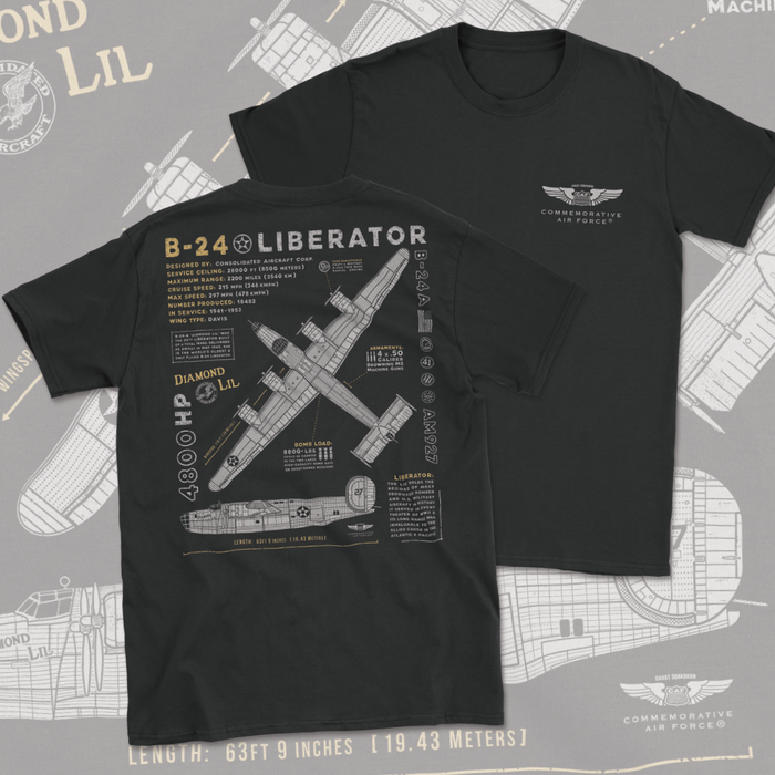 B-24 Liberator "Diamond Lil" Blueprint Premium T-Shirt