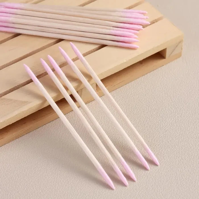 Barneys Pointed Precision Brow Applicator Extra Long - Double Sided - Pink Tip - 100 Pieces