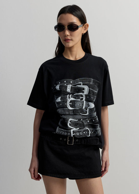 BELT-GRAPHIC OVERSIZED TEE