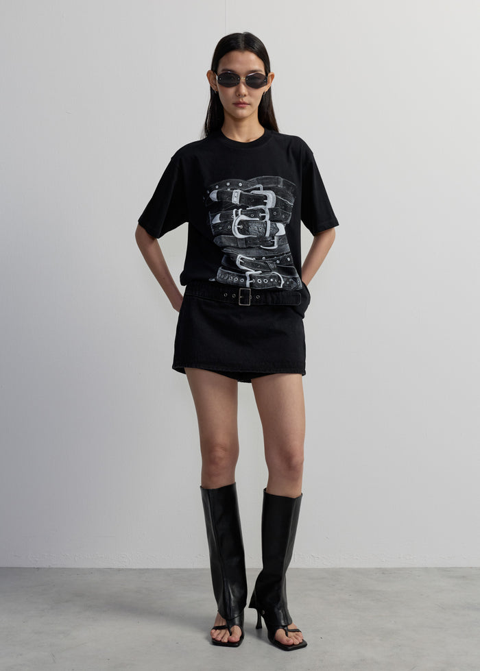 BELT-GRAPHIC OVERSIZED TEE