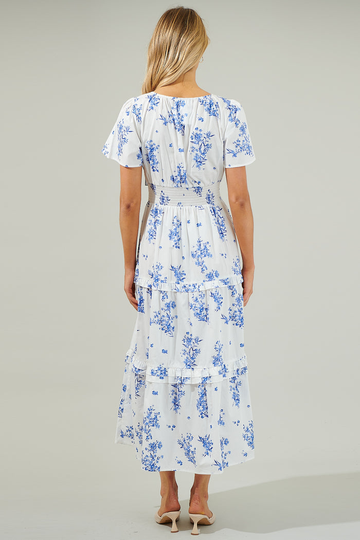 Bestia Floral Palmer Poplin Tiered Maxi Dress