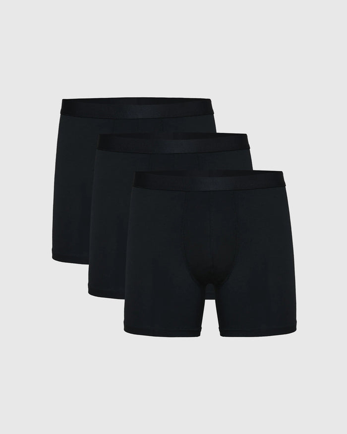 Black Boxer Briefs 3-Pack displayed in a staggered arrangement.