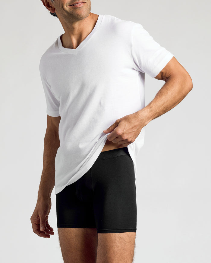 Man wearing Black Boxer Briefs 3-Pack, showcasing waistband and fit.