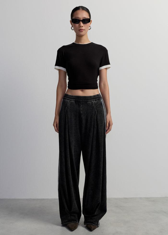 BLACK BUBBLE TRACK PANTS