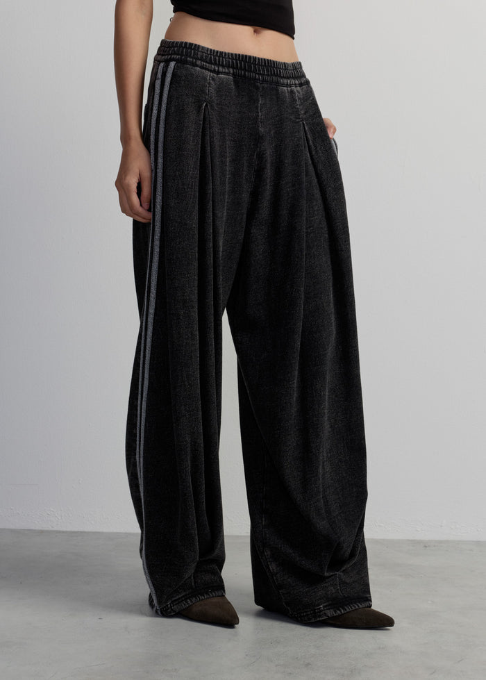 BLACK BUBBLE TRACK PANTS