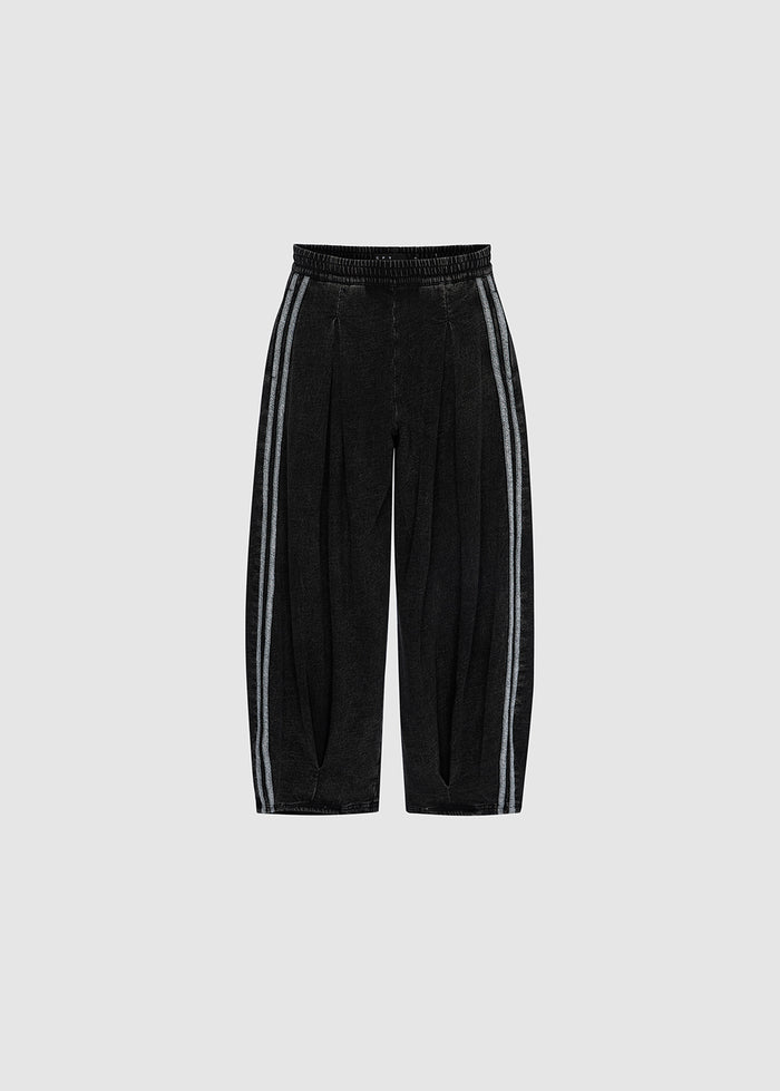 BLACK BUBBLE TRACK PANTS