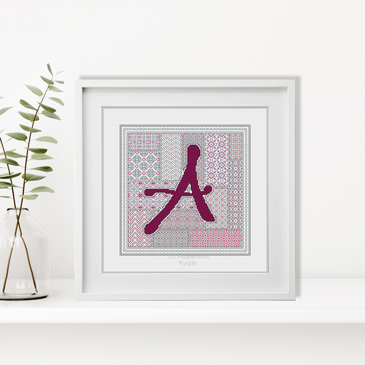 Blackwork Red Letters Blackwork Pattern by Peppermint Purple