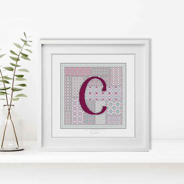 Blackwork Red Letters Blackwork Pattern by Peppermint Purple