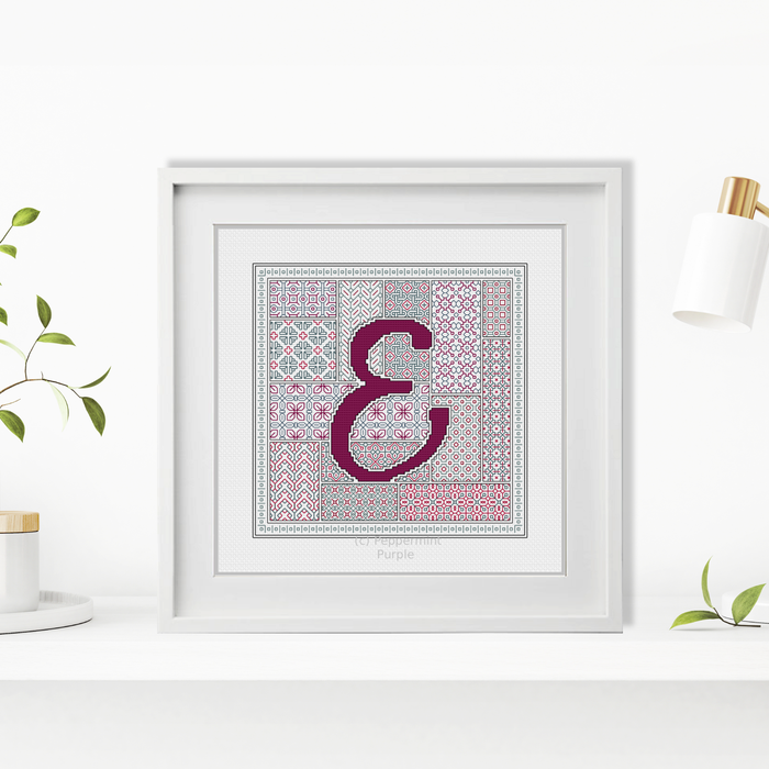 Blackwork Red Letters Blackwork Pattern by Peppermint Purple