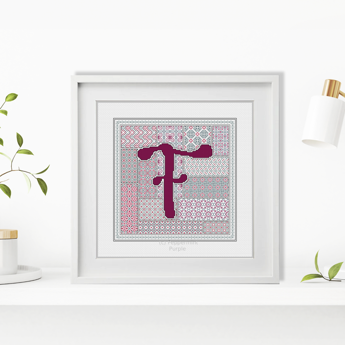 Blackwork Red Letters Blackwork Pattern by Peppermint Purple