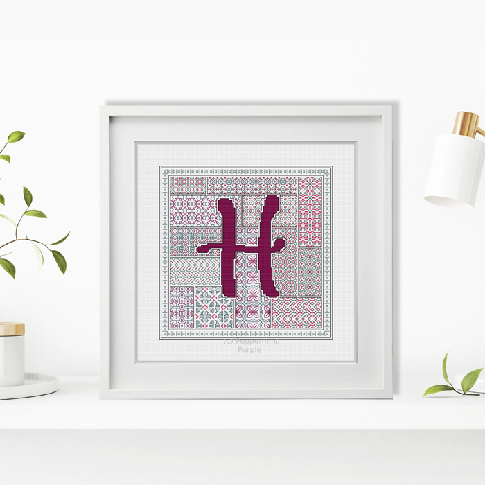 Blackwork Red Letters Blackwork Pattern by Peppermint Purple