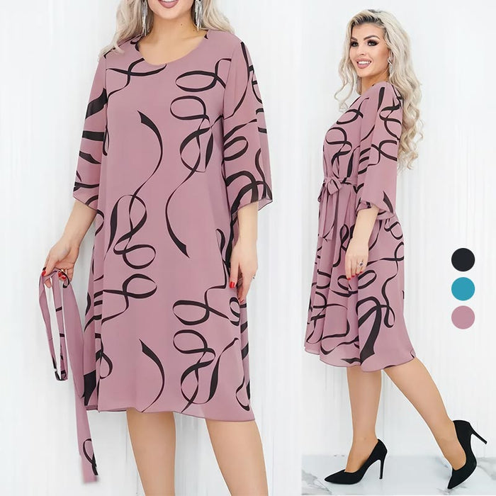 Blandine - Robe Élégante Midi à Manches Volantées