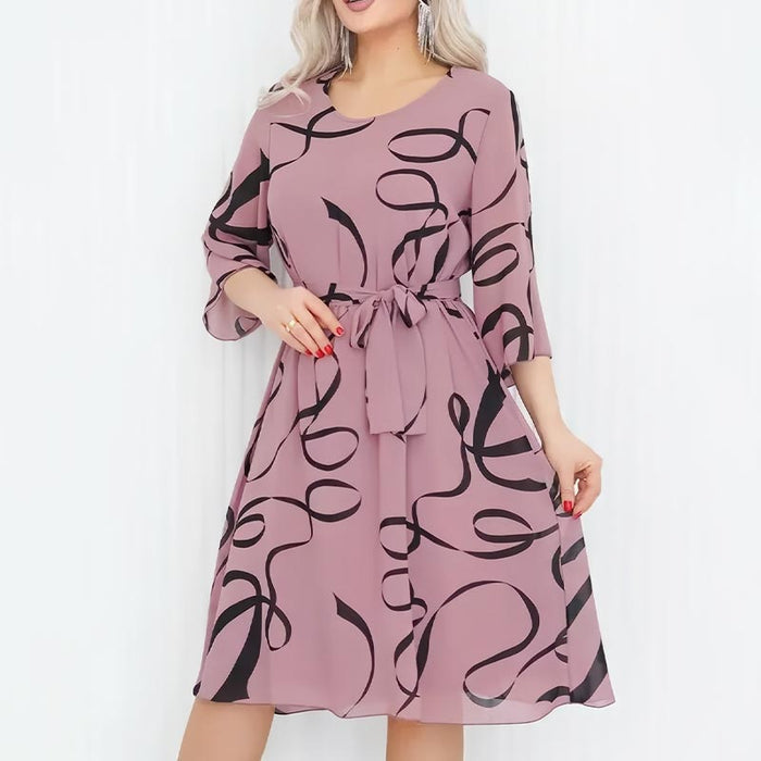 Blandine - Robe Élégante Midi à Manches Volantées