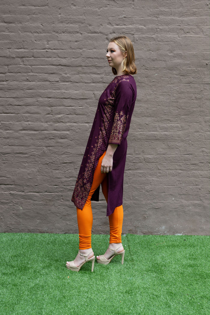 Block Printed Cotton Tyrian Purple/ Wine Kurta