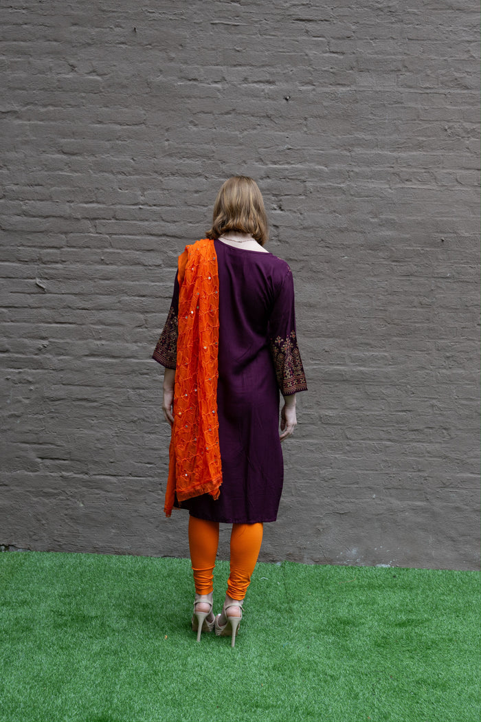 Block Printed Cotton Tyrian Purple/ Wine Kurta