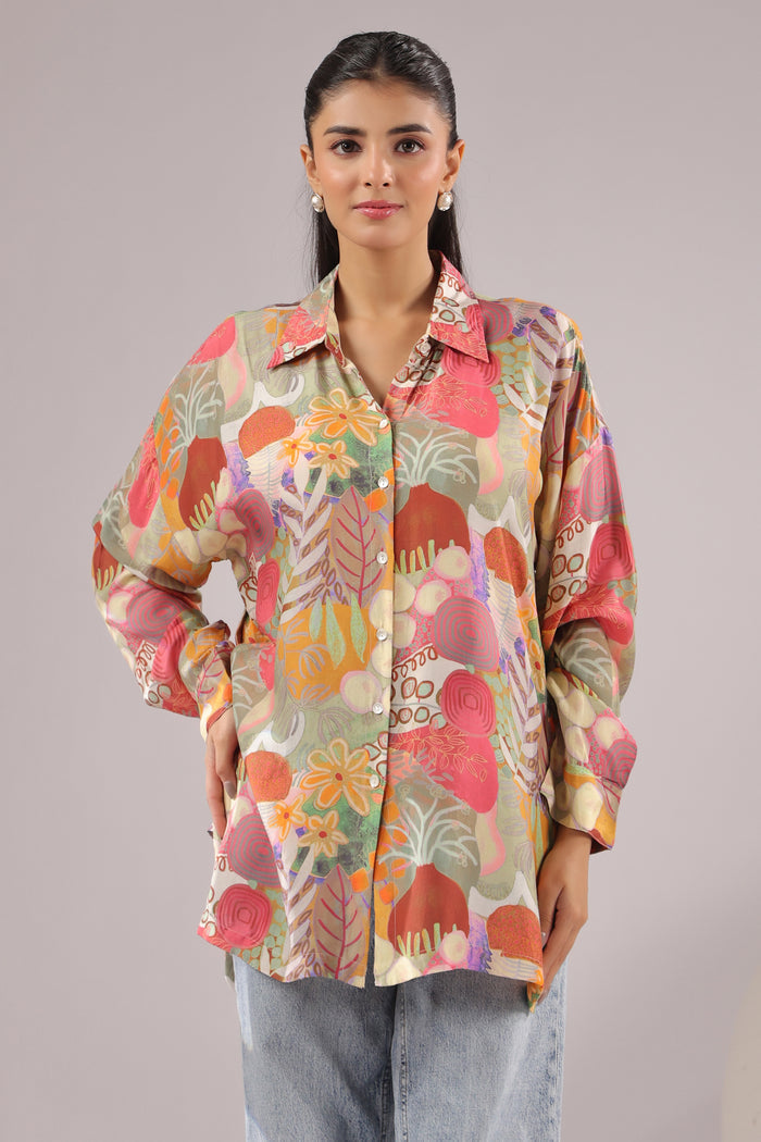 Botanic Muse Printed Muslin Silk Shirt