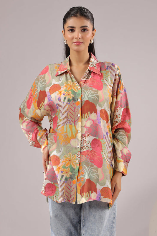 Botanic Muse Printed Muslin Silk Shirt