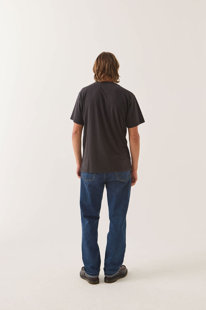 Men's Brixton Baseline Henley T-Shirt in the color Black - Men's Back View