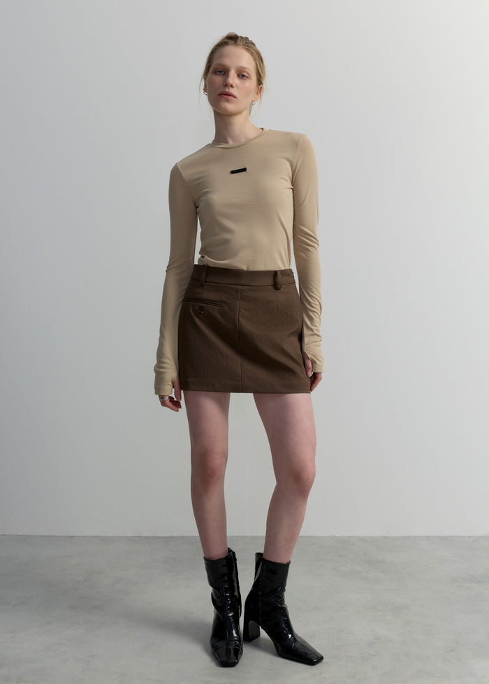 BROWN TAILORED SKORT