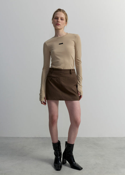 BROWN TAILORED SKORT
