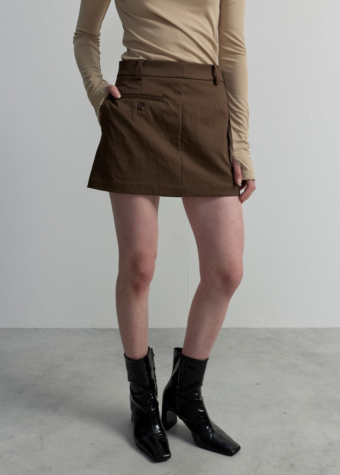 BROWN TAILORED SKORT