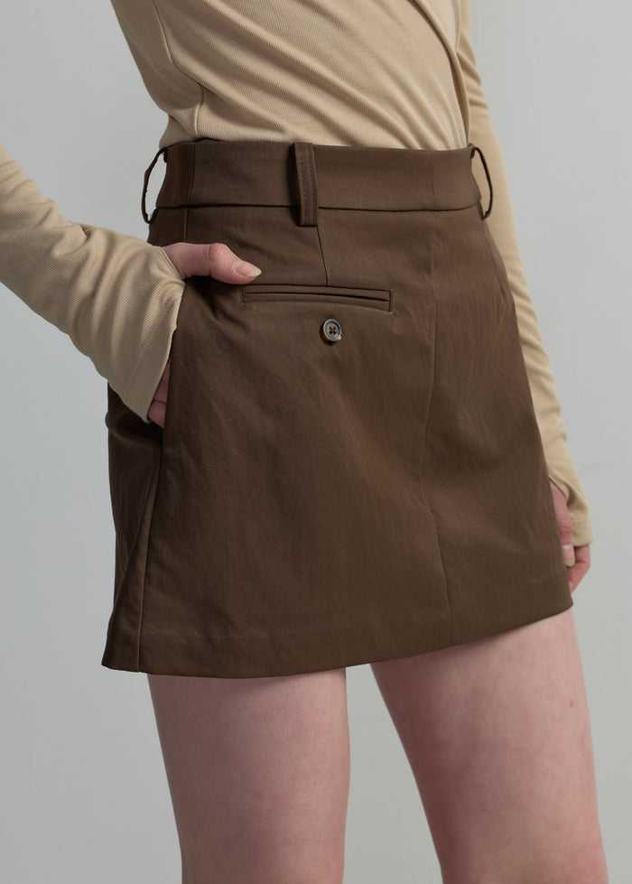 BROWN TAILORED SKORT