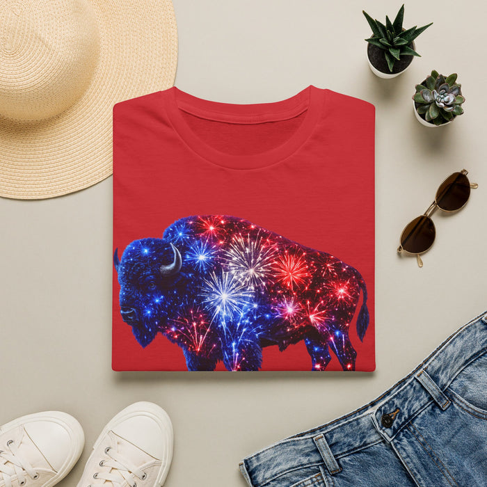 Buffalo Fireworks T-Shirt – Patriotic Buffalo USA Graphic Tee | 4th of July Buffalo Shirt