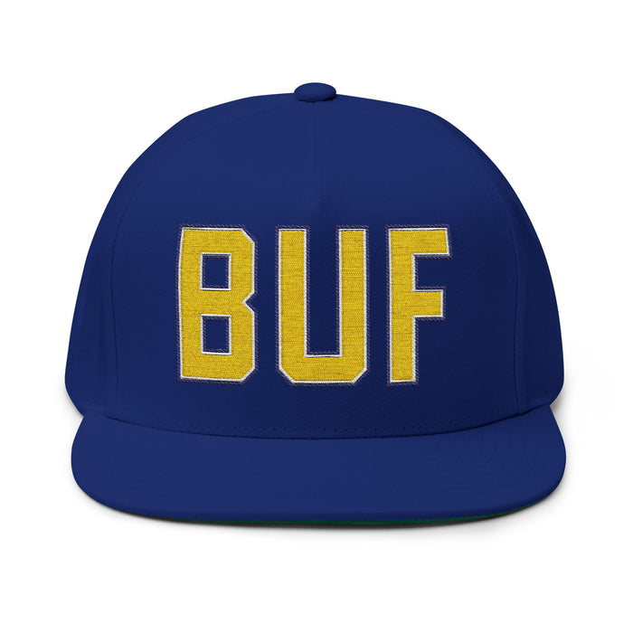 Buffalo Flat Bill Hat – BUF Chenille Varsity Snapback Cap | Blue & Gold 716 Apparel | Teesrus716