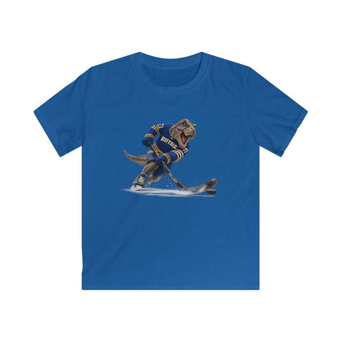 Buffalo Hockey T-Shirt – T-Rex Slapshot Graphic Tee | Blue & Gold 716 Shirt | Teesrus716