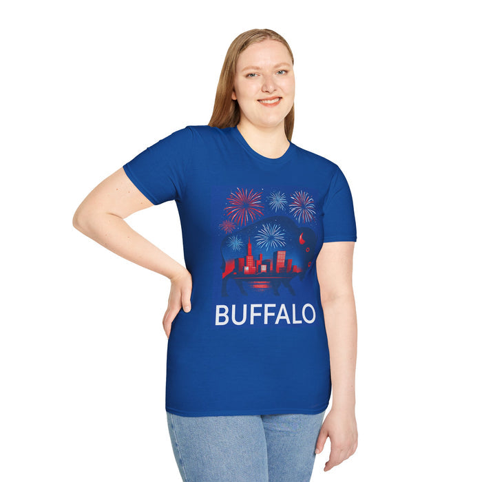 Buffalo Skyline T-Shirt – Patriotic Buffalo 4th of July Graphic Tee | TeesRus716