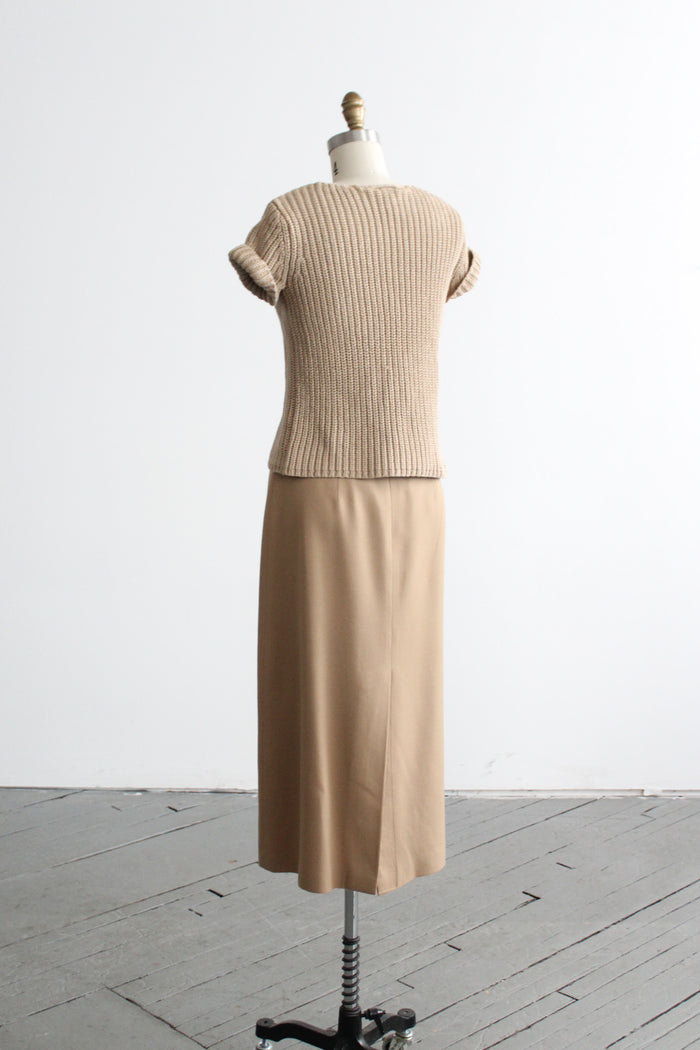 camel wool midi skirt
