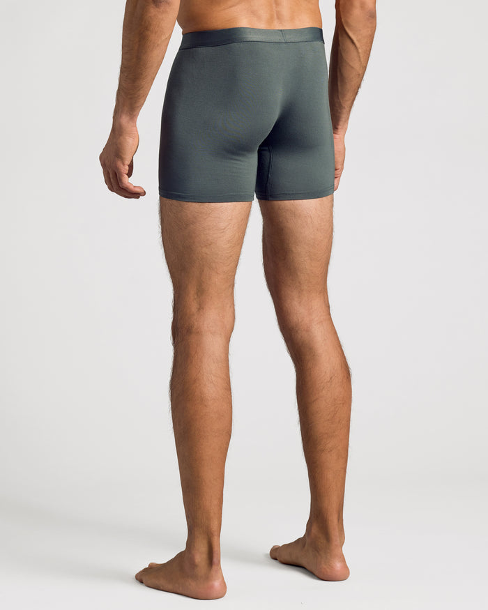 Carbon Boxer Brief rear view, mid-thigh length, form-fitting, elastic waistband.