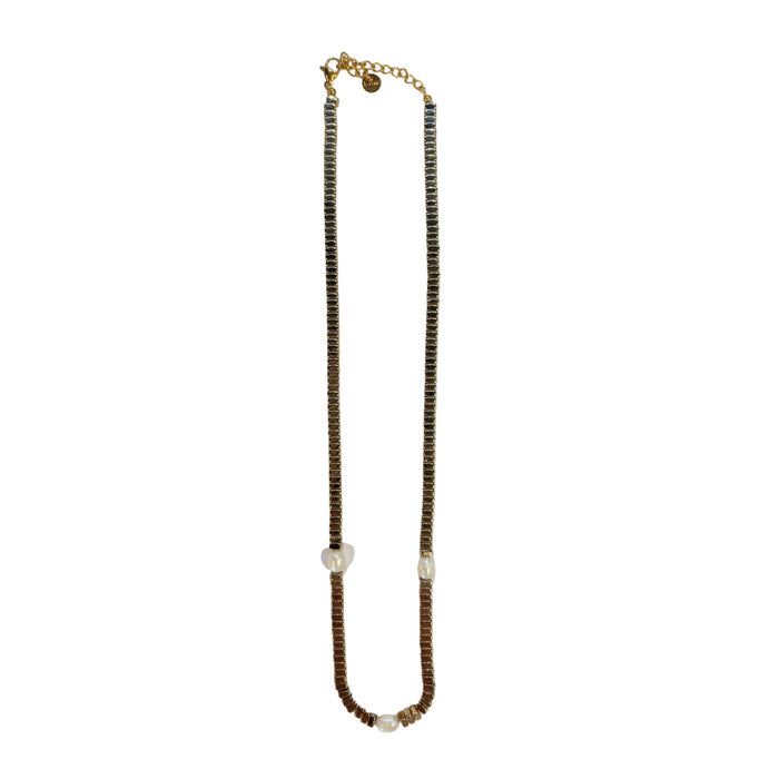 CC- Gold Square w/ Pearl Necklace