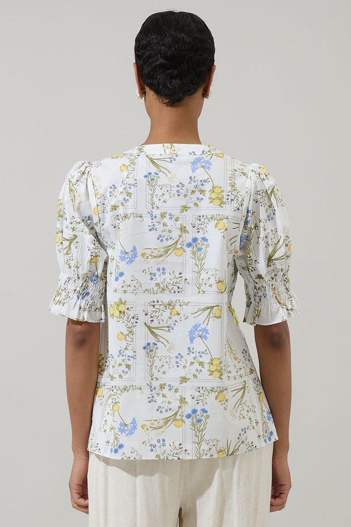 Cecily Floral Merryn Split Neck Top