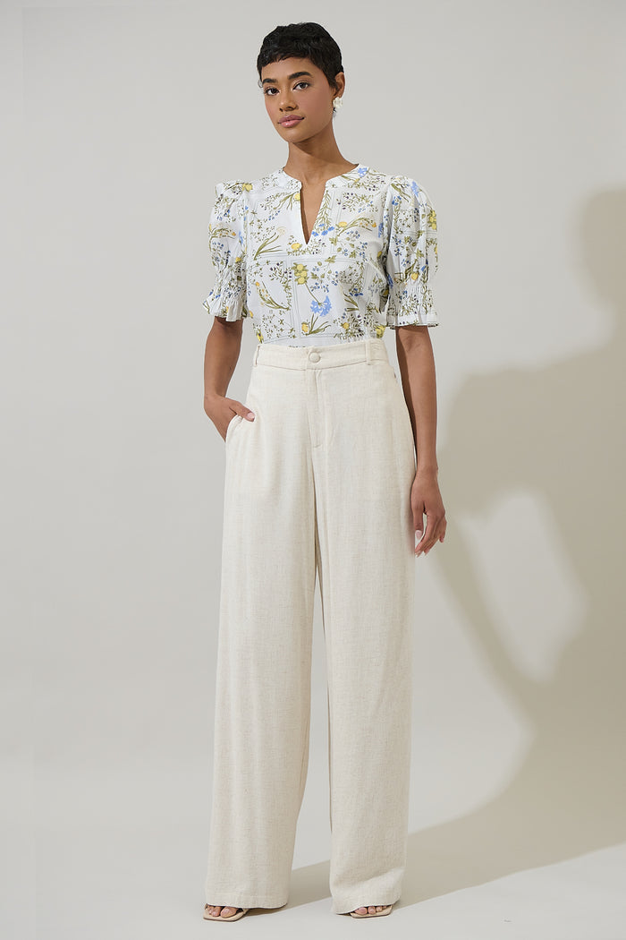 Cecily Floral Merryn Split Neck Top