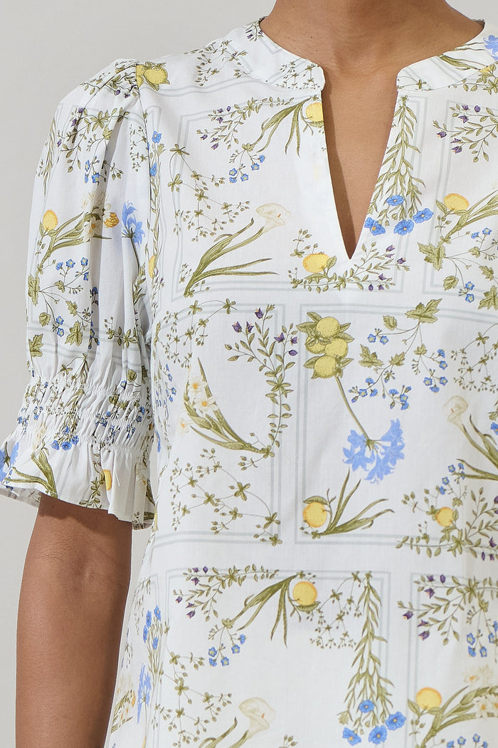 Cecily Floral Merryn Split Neck Top