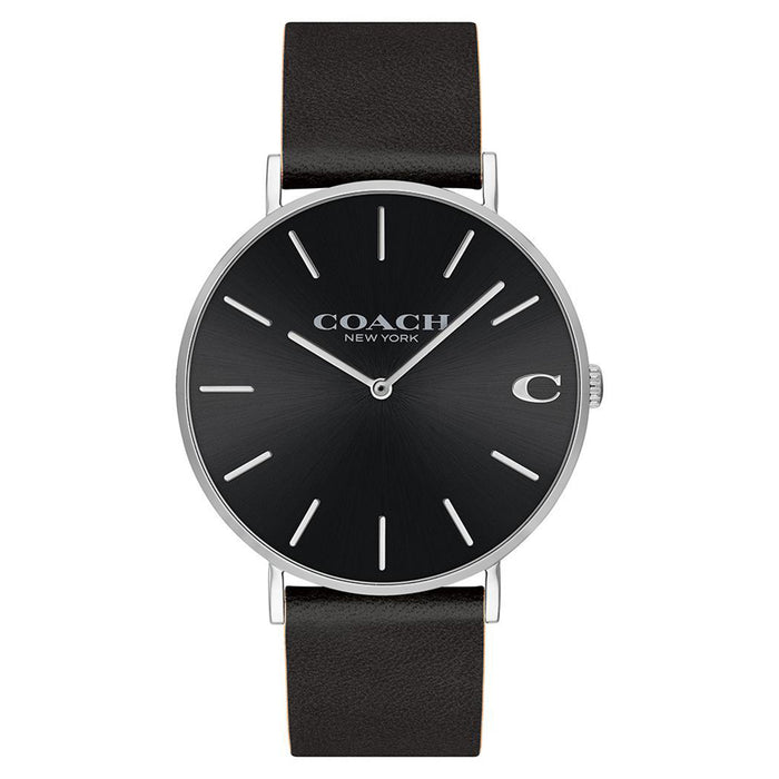 Coach Charles Black Leather Men's Watch - 14602149