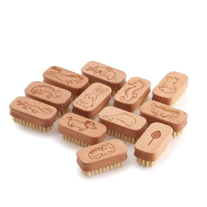 Children's Beech Wood Nail Brush with Stiff Natural Bristles &Keep