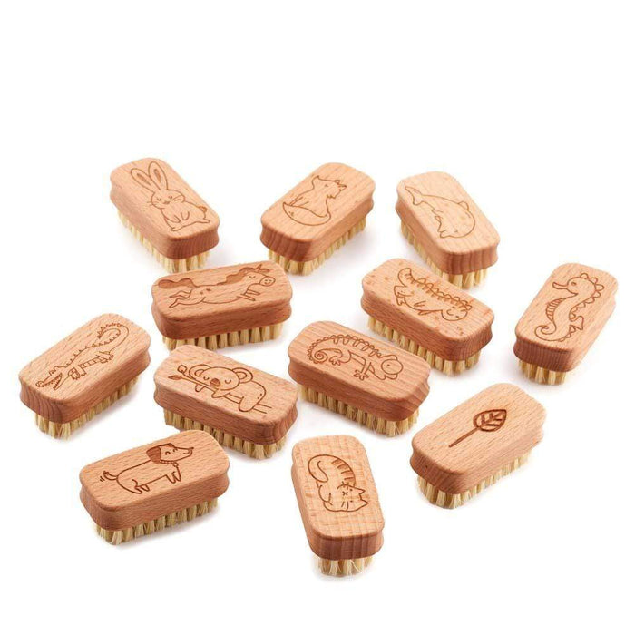 Children's Beech Wood Nail Brush with Stiff Natural Bristles &Keep