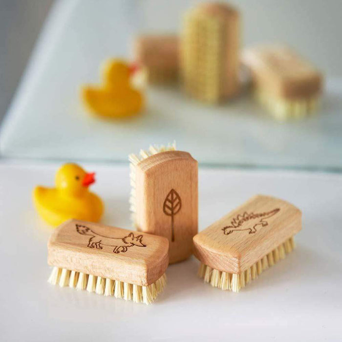 Children's Beech Wood Nail Brush with Stiff Natural Bristles &Keep