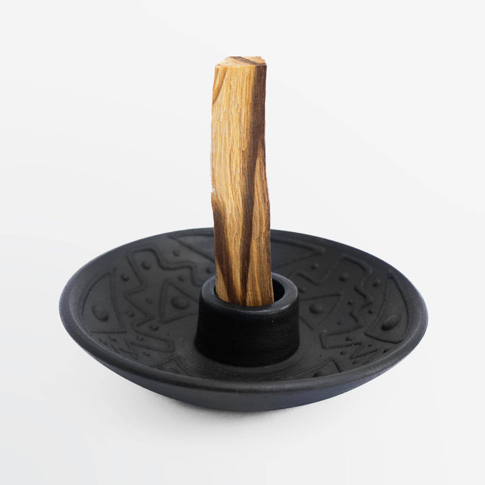 Chuculanas Ceramics Palo Santo Holder Black Matte | Geometric