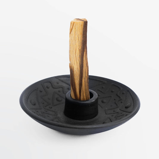 Chuculanas Ceramics Palo Santo Holder Black Matte | Geometric