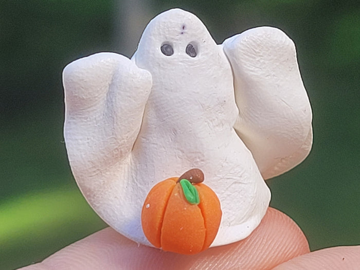 Clay Ghost with Pumpkin