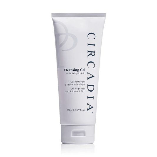 Tube of Cleansing Gel with Salicylic Acid | Circadia, a skincare product for gentle cleansing, displayed on a white background.