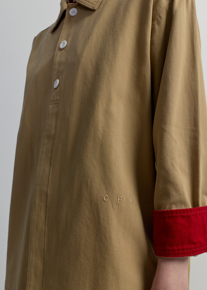 CONTRAST ROLLED-UP SLEEVE SHIRT