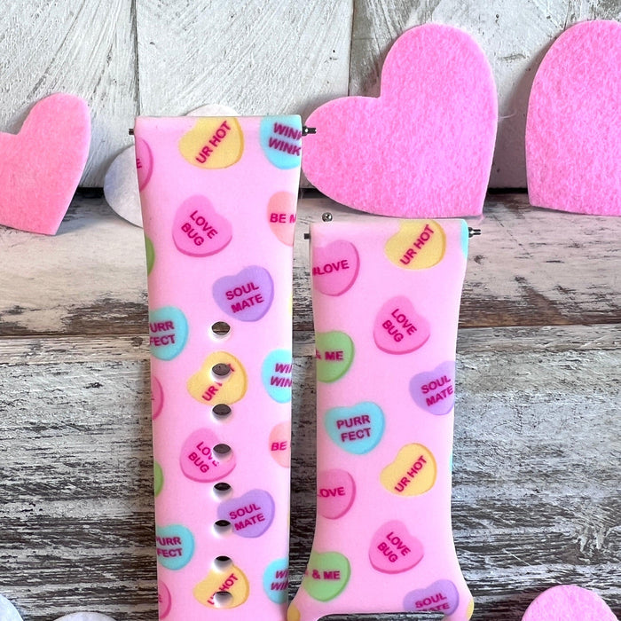 Conversation Hearts Print Silicone Band For Fitbit Versa 1/2 - Fancy Bands