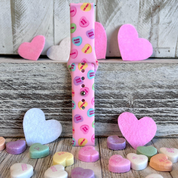 Conversation Hearts Print Silicone Band For Fitbit Versa 1/2 - Fancy Bands